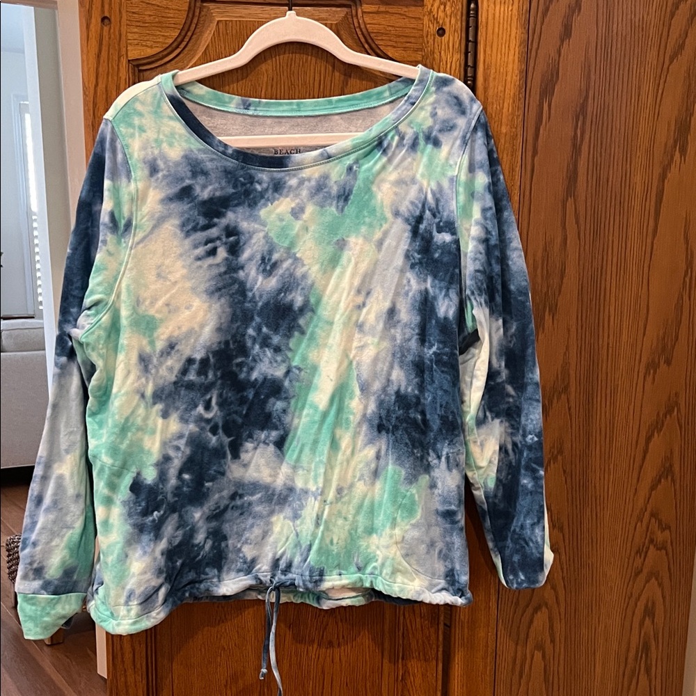 Belle by Kim Gravel Blue and Green Tie-Dye Sweatshirt